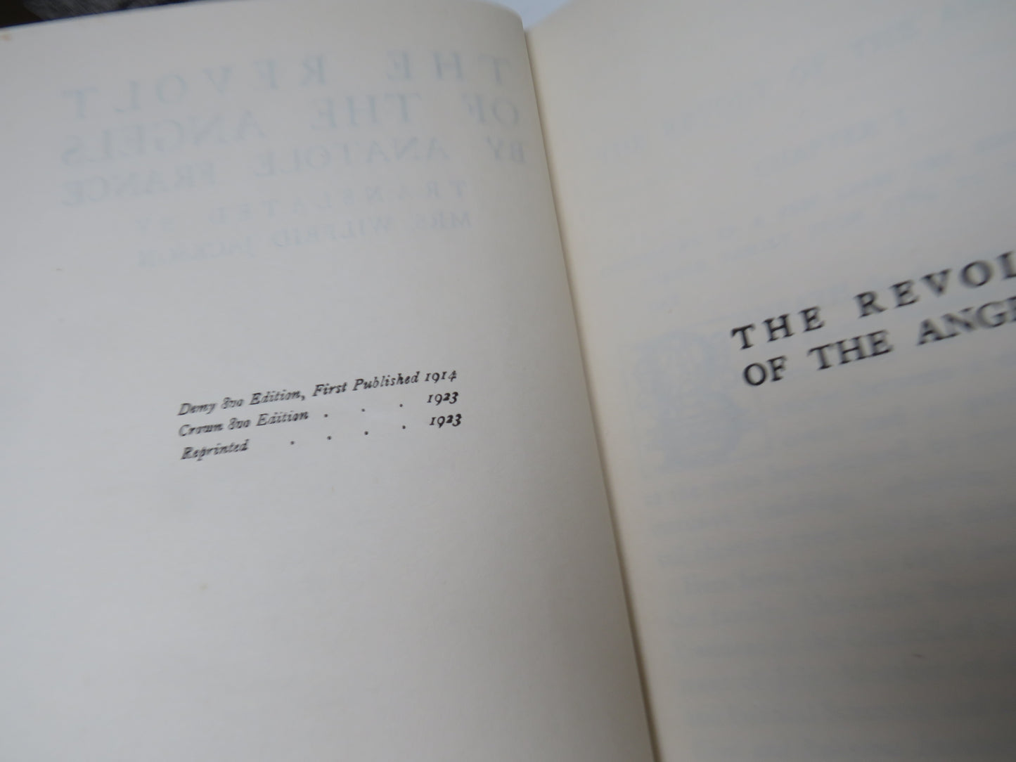 The Revolt of the Angels By Anatole France Translated By Mrs. Wilfrid Jackson 1923