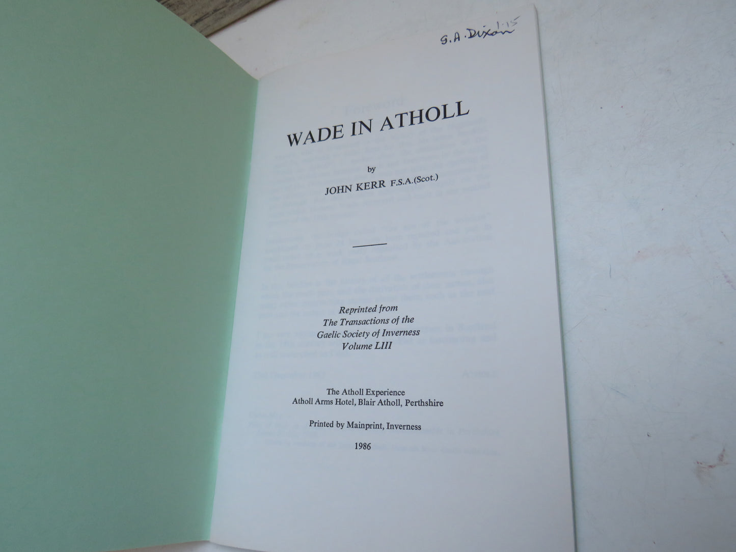 Wade In Atholl By John Kerr 1986 (Vintage Travel History Book) book 3