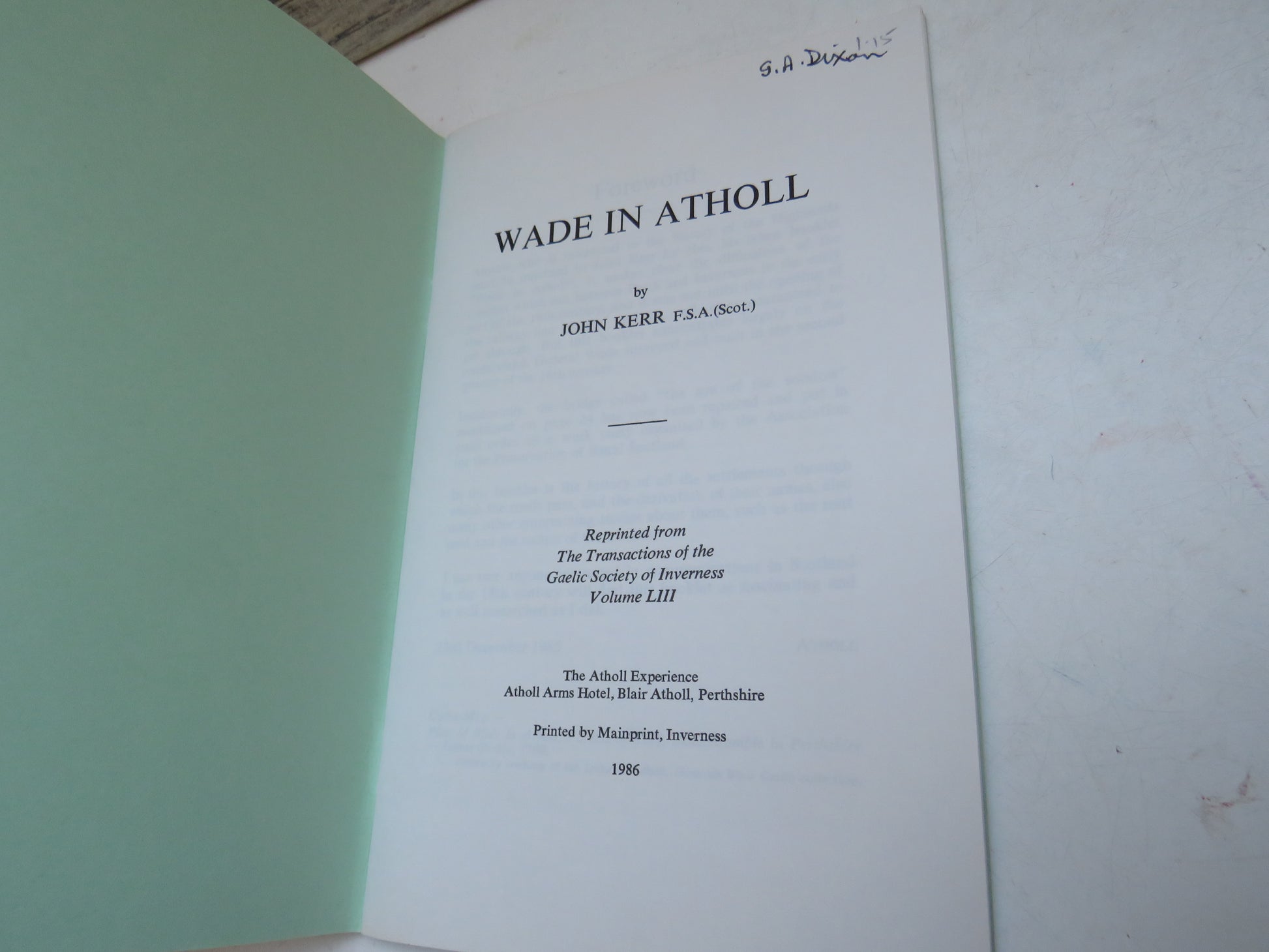 Wade In Atholl By John Kerr 1986 (Vintage Travel History Book) book 3