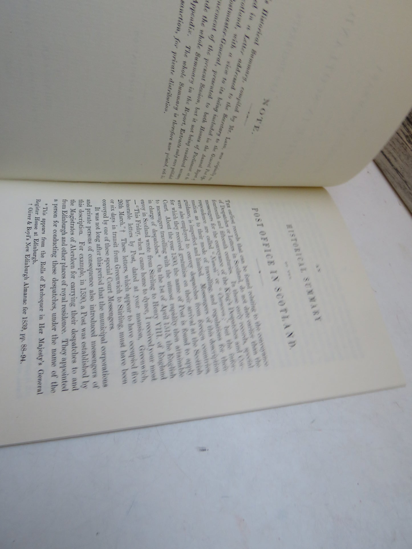 An Historical Summary of the Post Office In Scotland Compiled From Authentic Records and Documents By T.B. Lang 1856 - 1984 Reprint