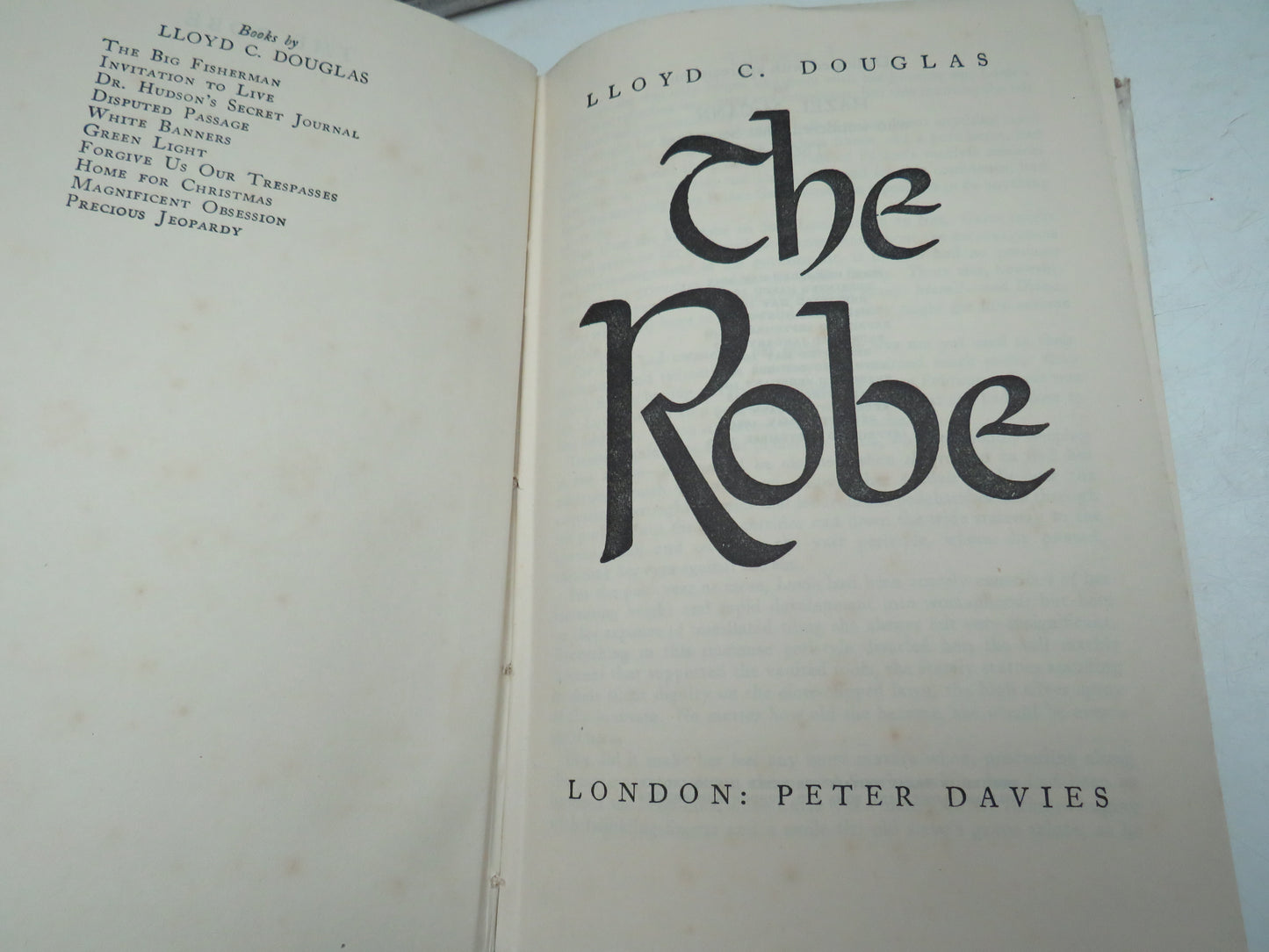 The Robe By Lloyd C. Douglas 1949