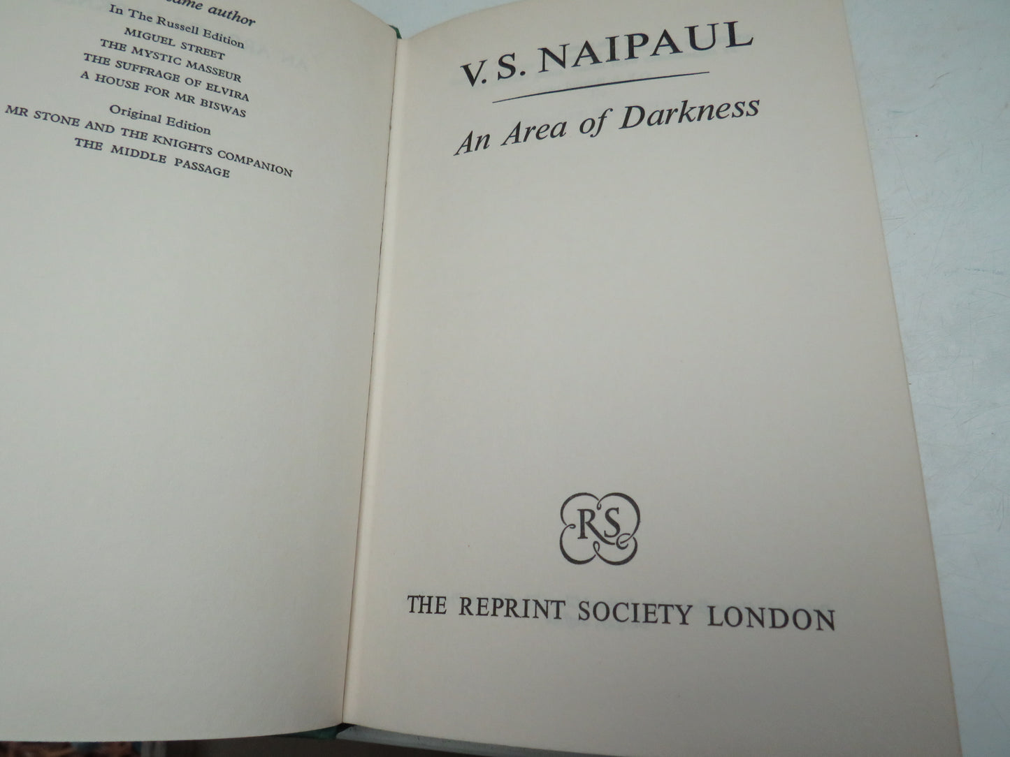 An Area of Darkness By V.S. Naipaul 1966