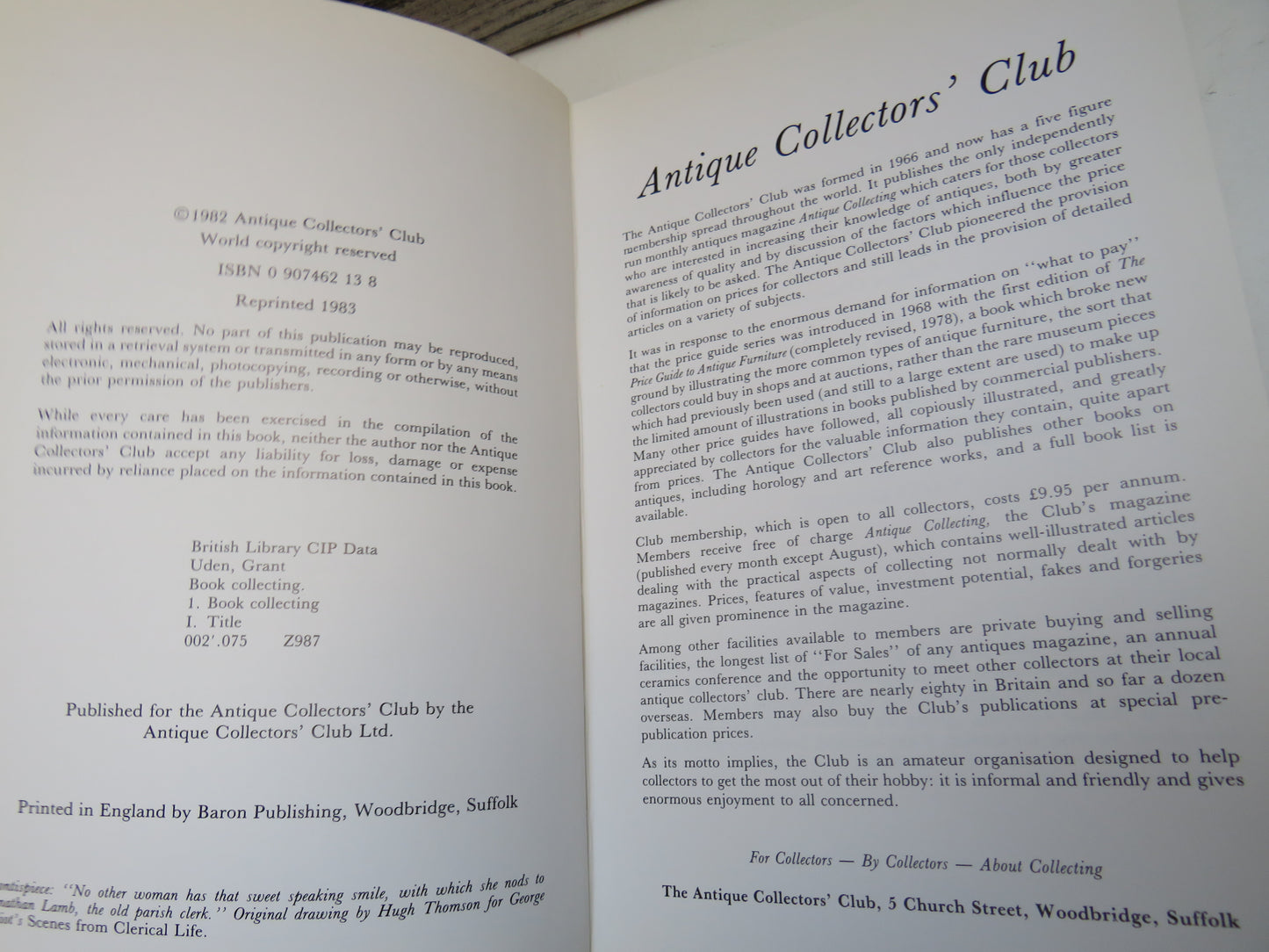 Understanding Book-Collecting By Grant Uden 1983