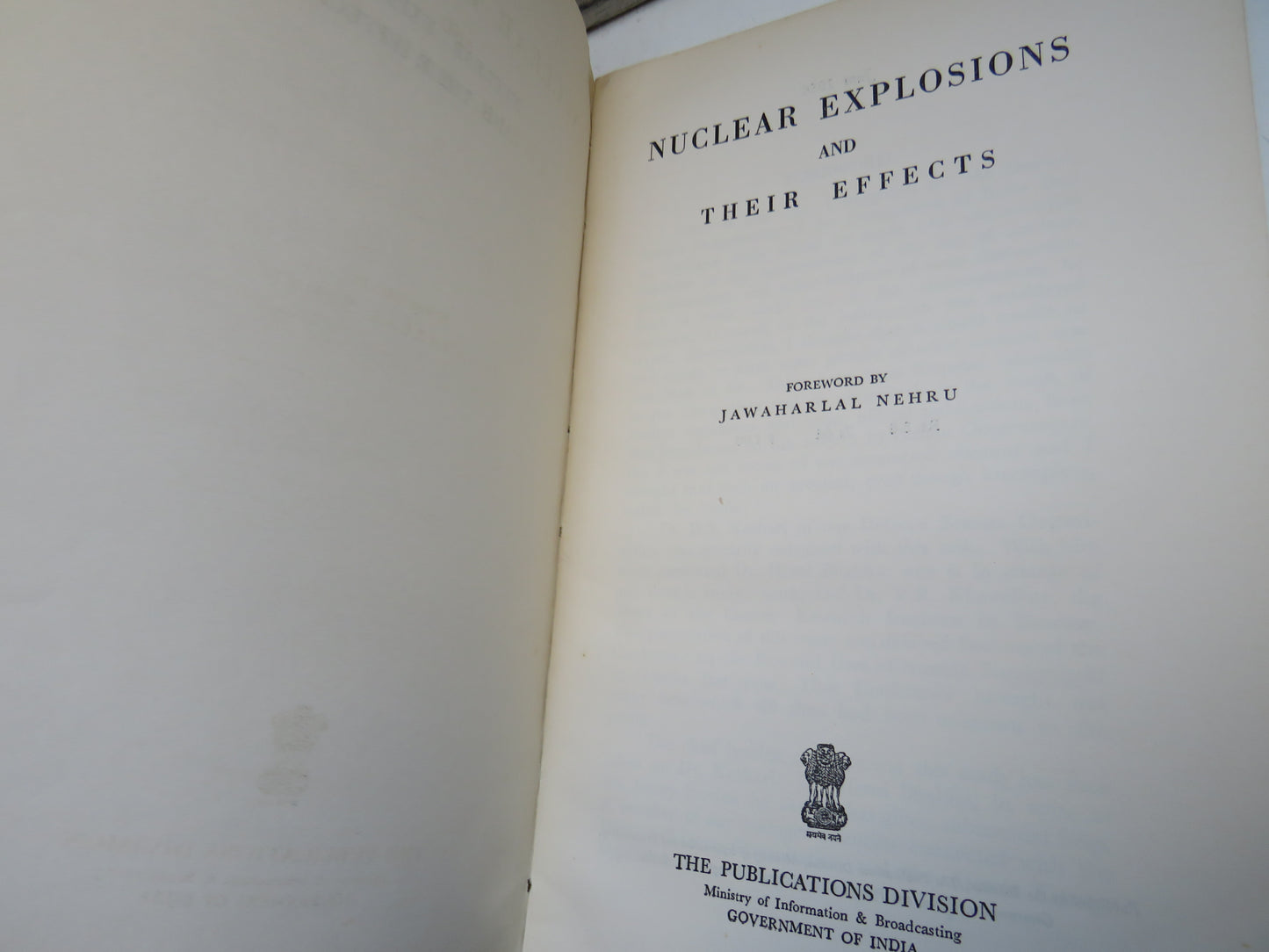 Nuclear Explosions and Their Effects Foreword By Jawaharlal Nehru 1956