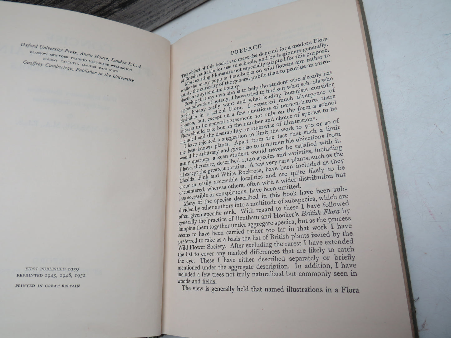 Concise Flora of Britain For The Use of Schools By F.K. Makins 1952
