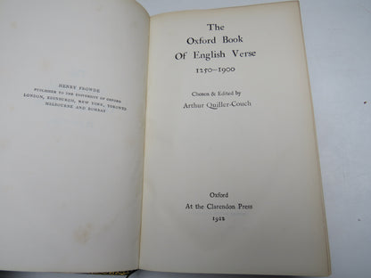 The Oxford Book of English Verse 1250-1900 Chosen & Edited By Arthur Quiller-Couch 1912