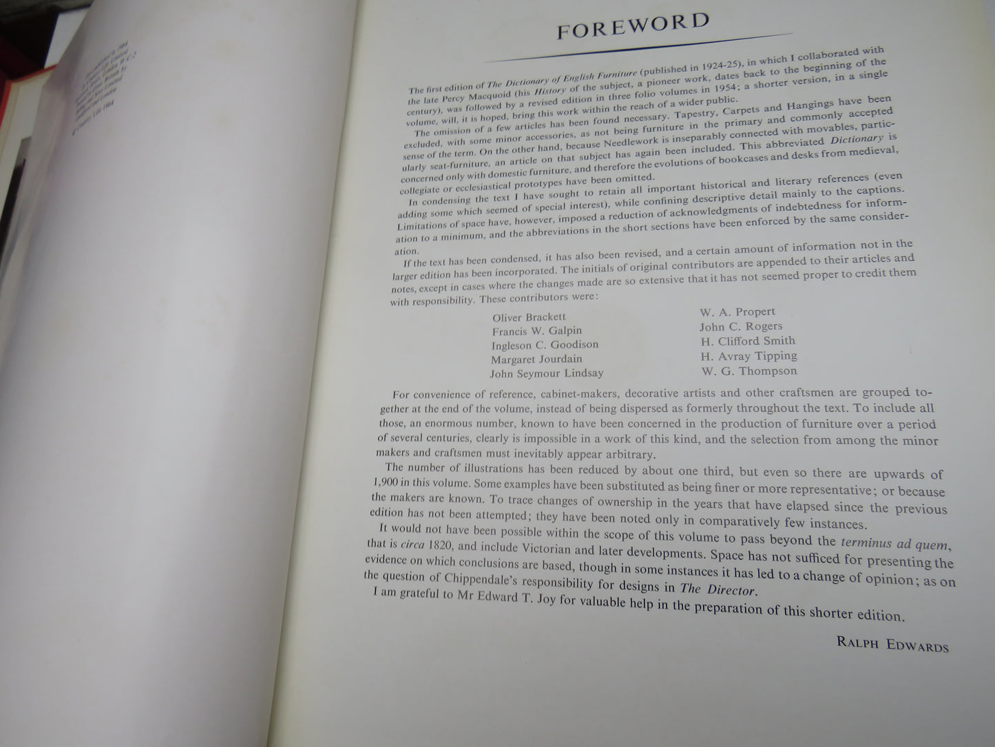 The Shorter Dictionary of English Furniture From The Middle Ages To The Late Georgian Period By Ralph Edwards 1964