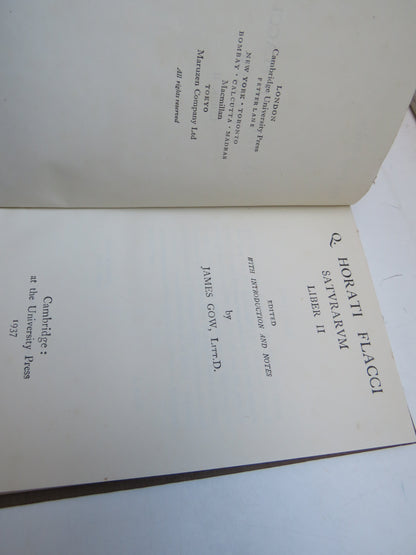 Q. Horati Flacci Satvrarvm Liber II Edited With Introduction and Notes By James Gow 1937 book image 3