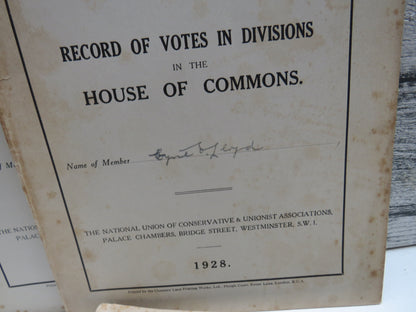 Division Record 1924-25, 1927 & 1928 Record of Votes In Divisions In The House of Commons Cyril Lloy book image 6