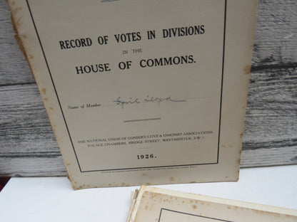 Division Record 1924-25, 1927 & 1928 Record of Votes In Divisions In The House of Commons Cyril Lloy book image 7