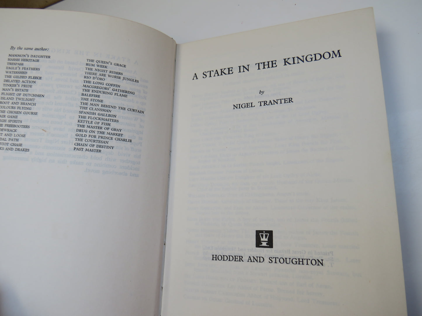 A Stake In The Kingdom by Nigel Tranter, 1966