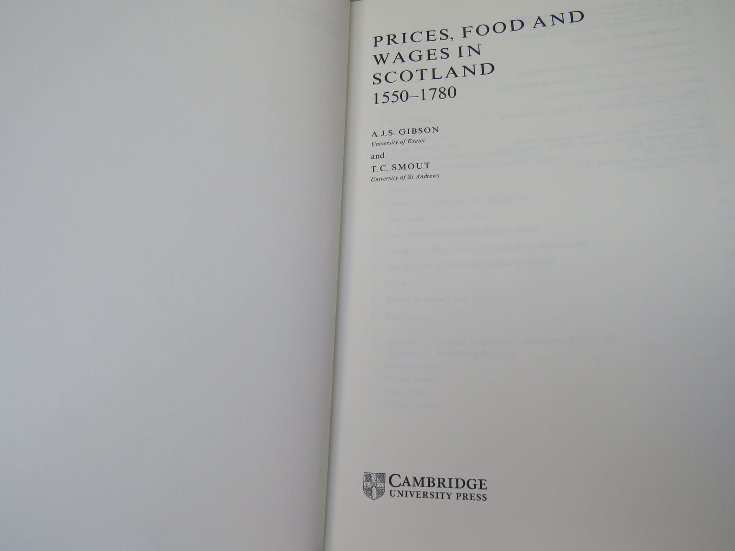 Prices, Food and Wages In Scotland 1550-1780 A.J.S. Gibson and T.C. Smout 1995