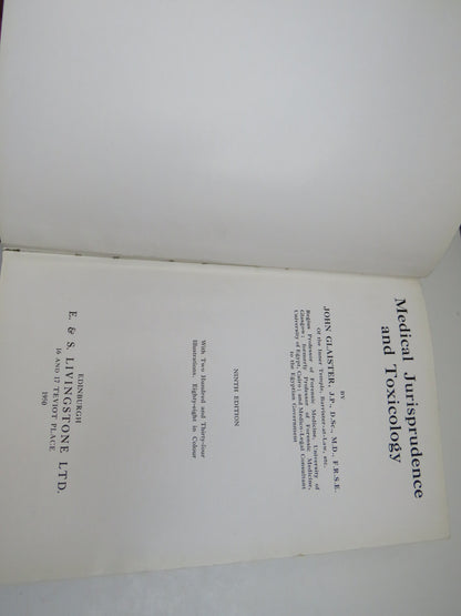 Medical Jurisprudence and Toxicology by John Glaister 1950 book image 3
