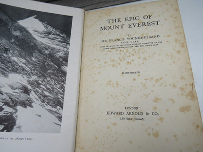 The Epic of Mount Everest By Sir Francis Younghusband 1929