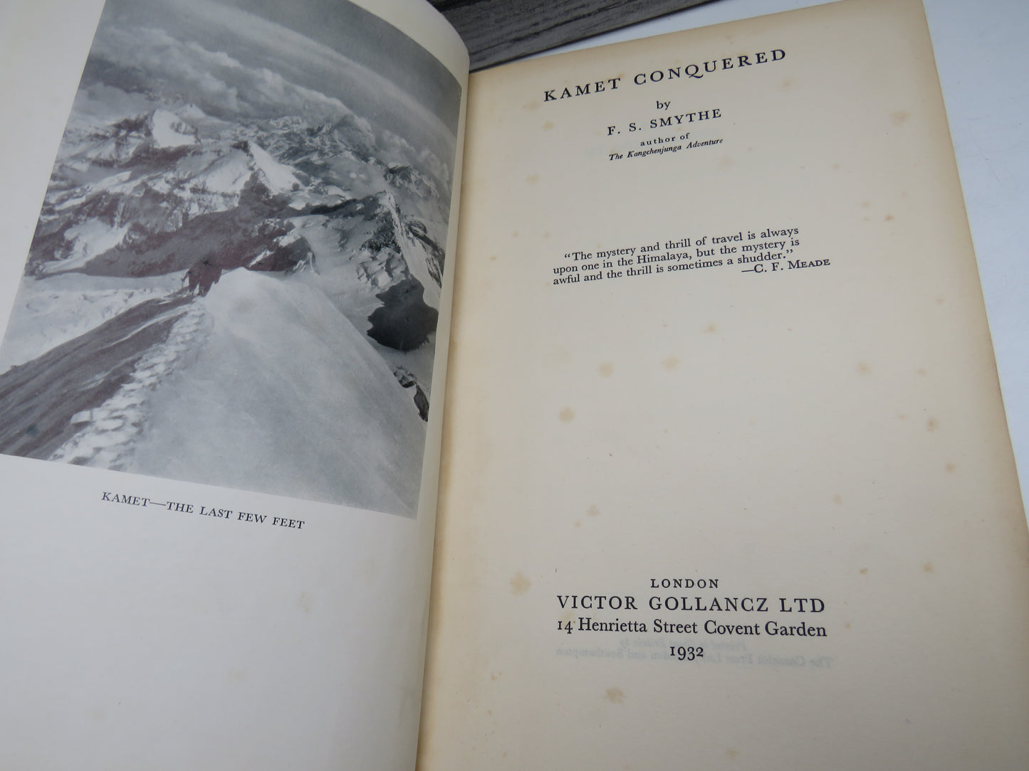 Kamet Conquered By F.S. Smythe 1932
