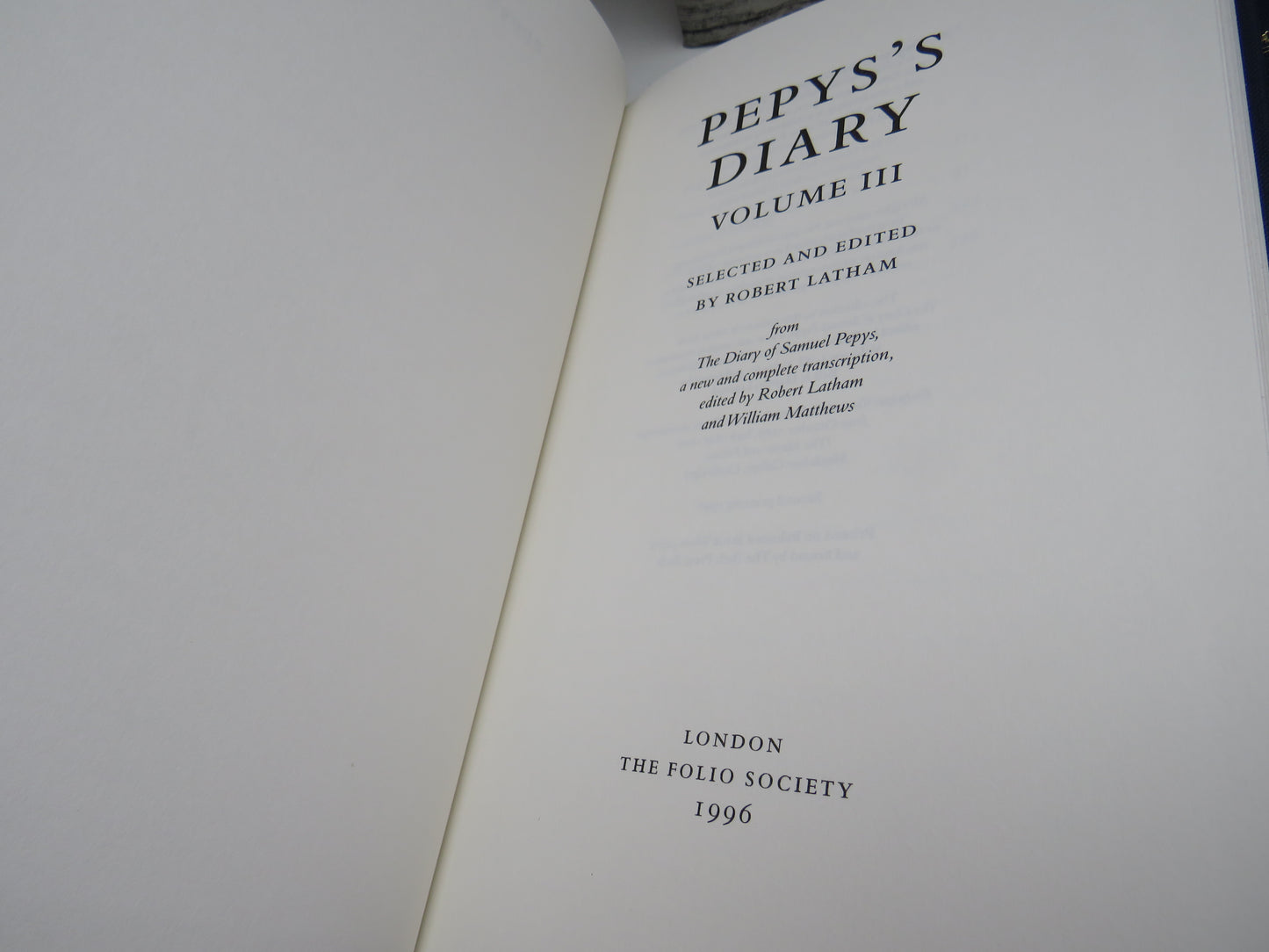 Pepy's Diary Volumes I - III, selected and edited by Robert Latham, 1996