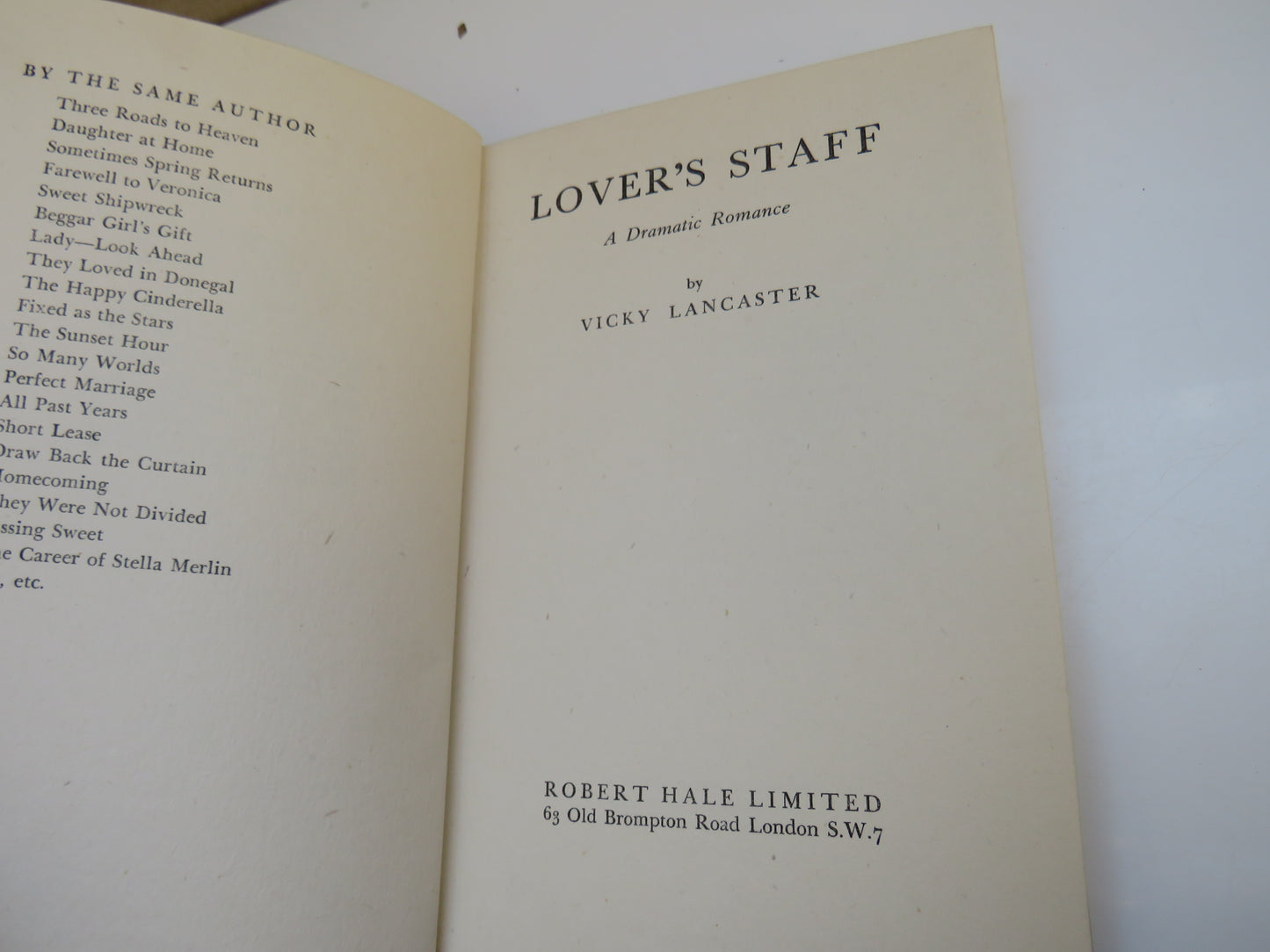 Lover's Staff, A Dramatic Romance by Vicky Lancaster, 1954