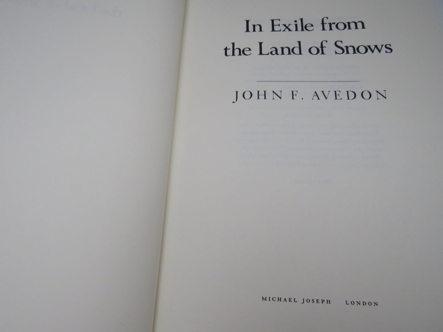 In Exile from the Land of Snows by John F. Avedon, 1984