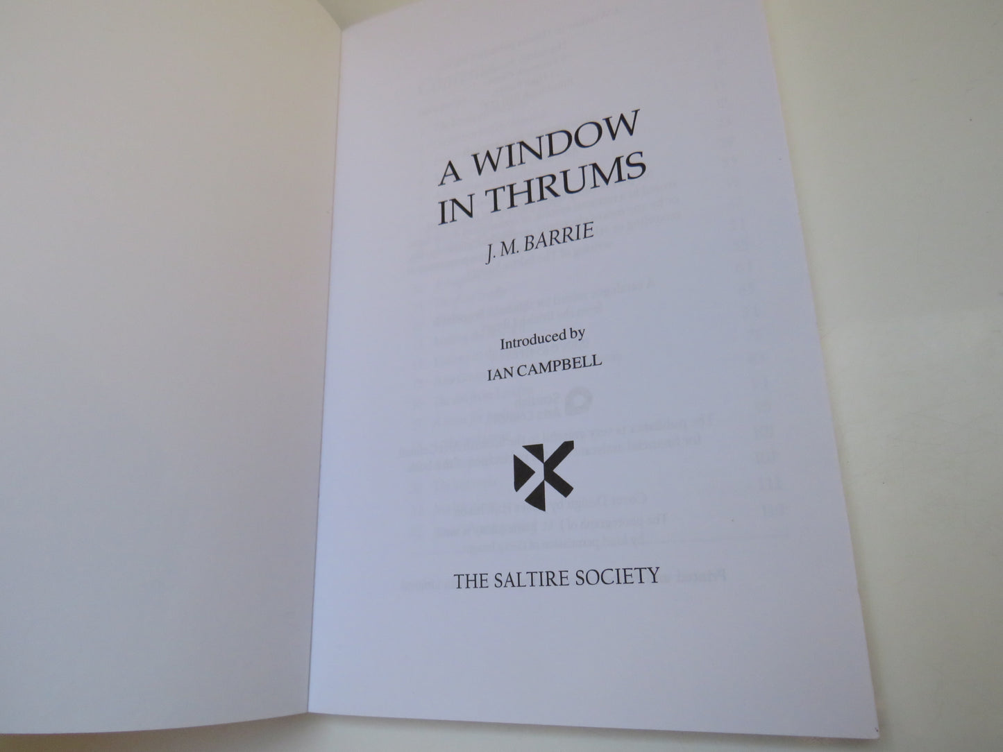 A Window In Thrums by J. M. Barrie, Introduced by Ian Campbell, 2005