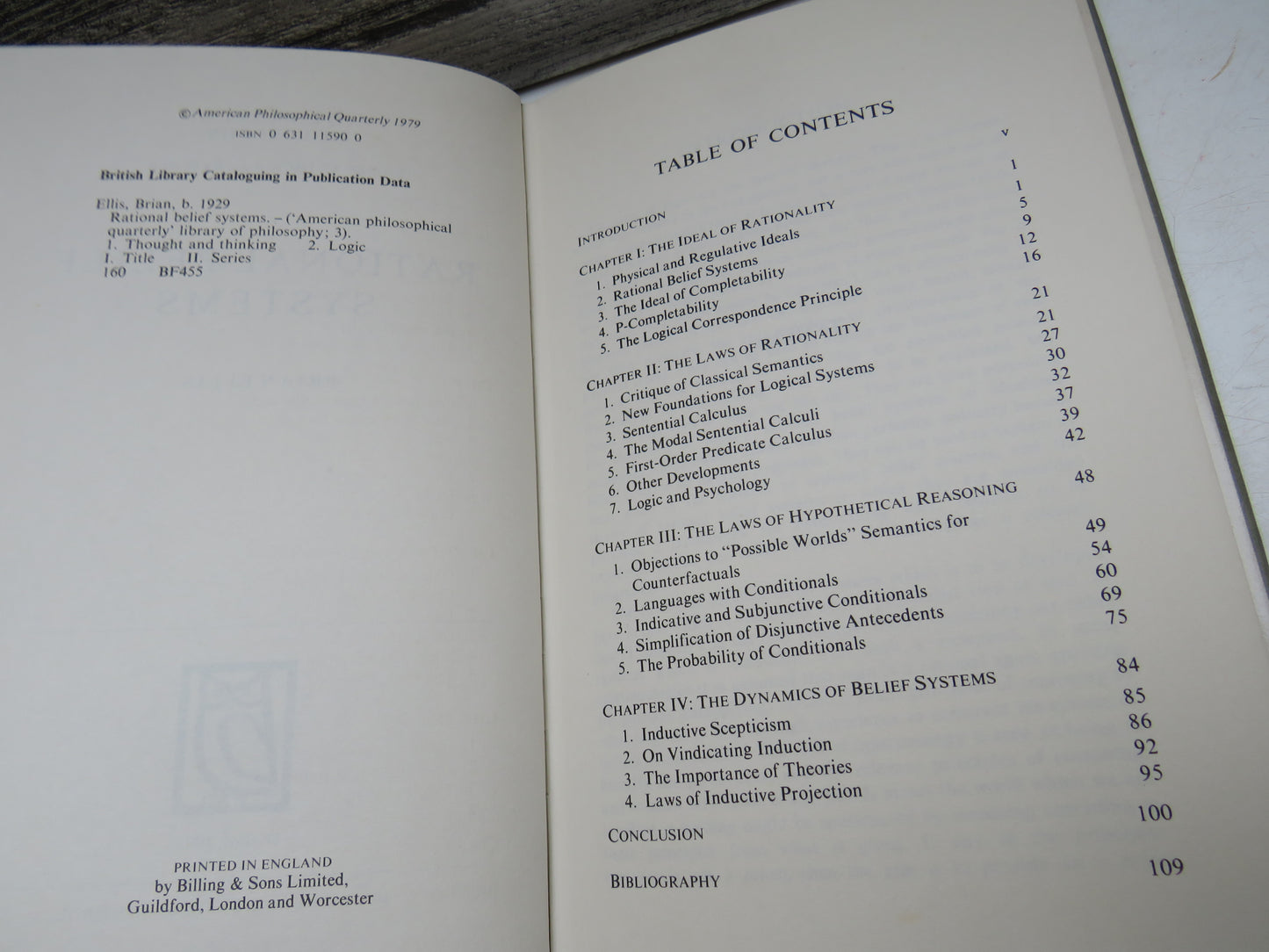 Rational Belief Systems By Brian Ellis 1979