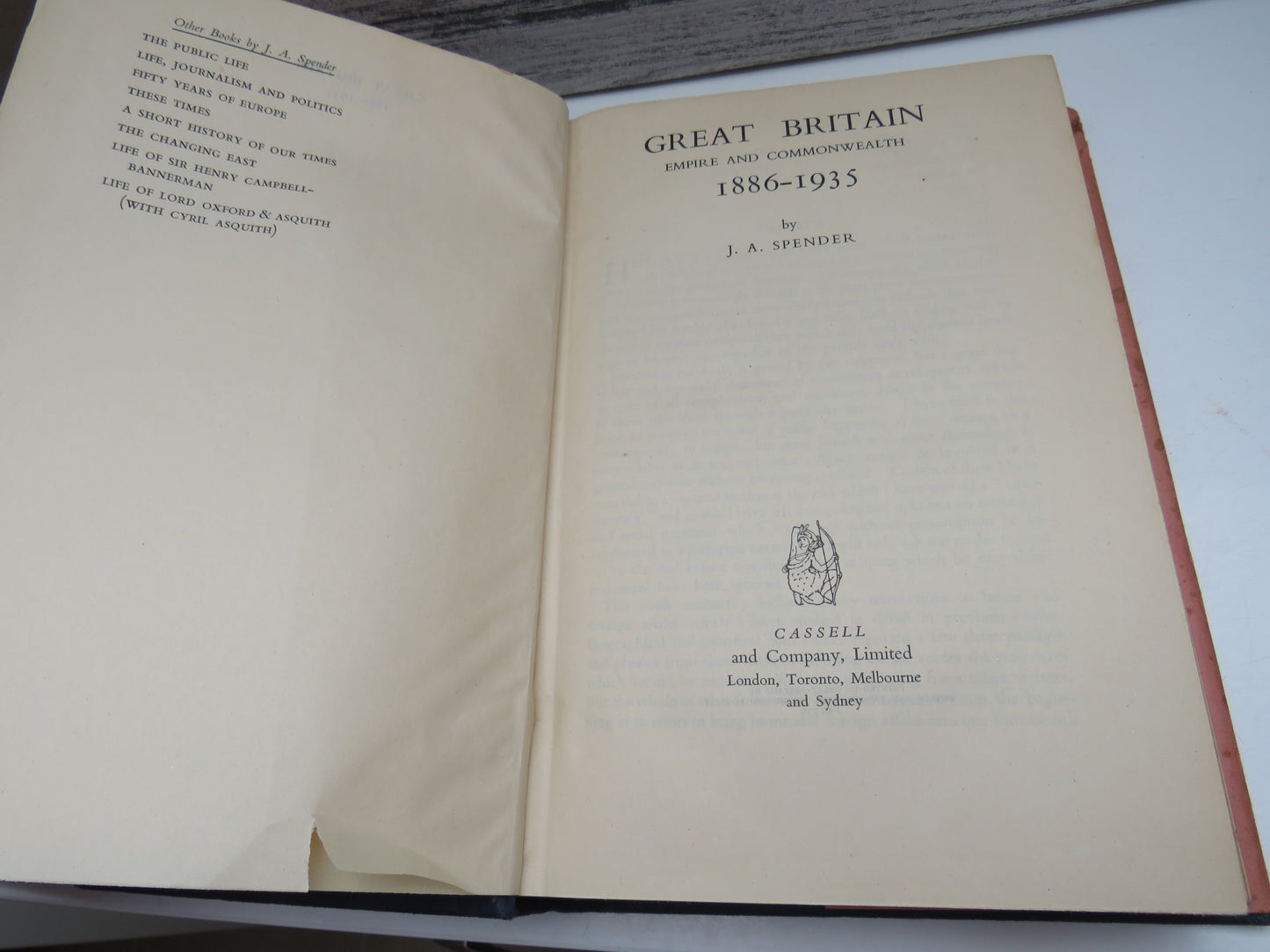 Great Britain, Empire and Commonwealth 1886-1935 by J.A. Spender