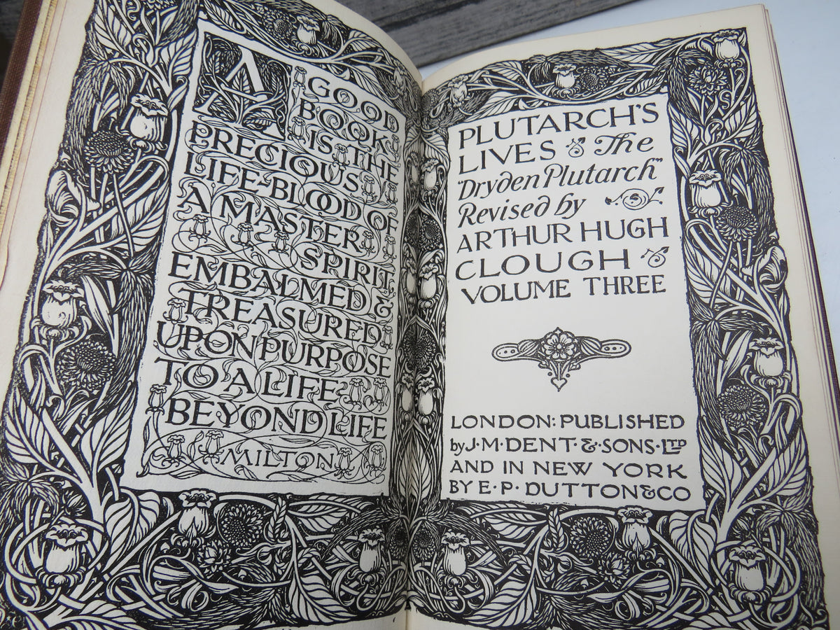 Plutarch's Lives & The Dryden Plutarch Revised By Arthur Hugh Clough In 3 Volumes