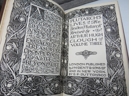 Plutarch's Lives & The Dryden Plutarch Revised By Arthur Hugh Clough In 3 Volumes