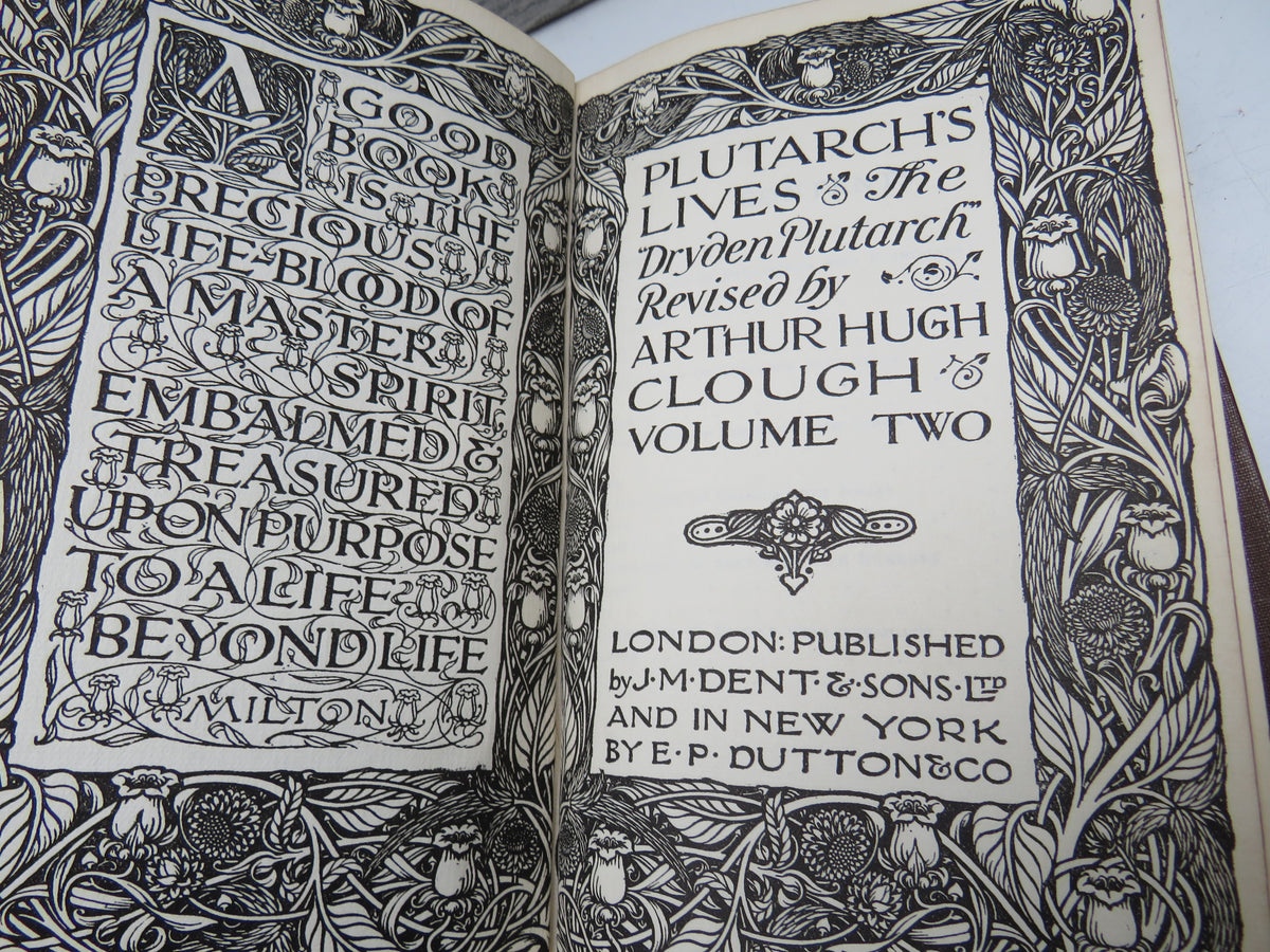 Plutarch's Lives & The Dryden Plutarch Revised By Arthur Hugh Clough In 3 Volumes