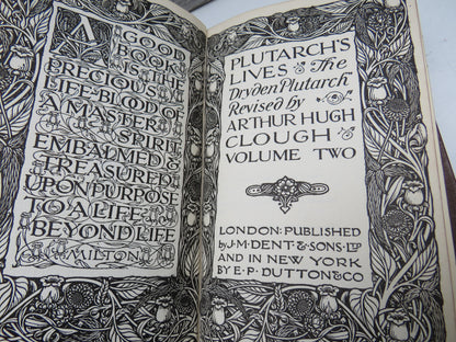 Plutarch's Lives & The Dryden Plutarch Revised By Arthur Hugh Clough In 3 Volumes
