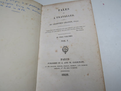 Tales of A Traveller By Geoffrey Crayon In Two Volumes 1829