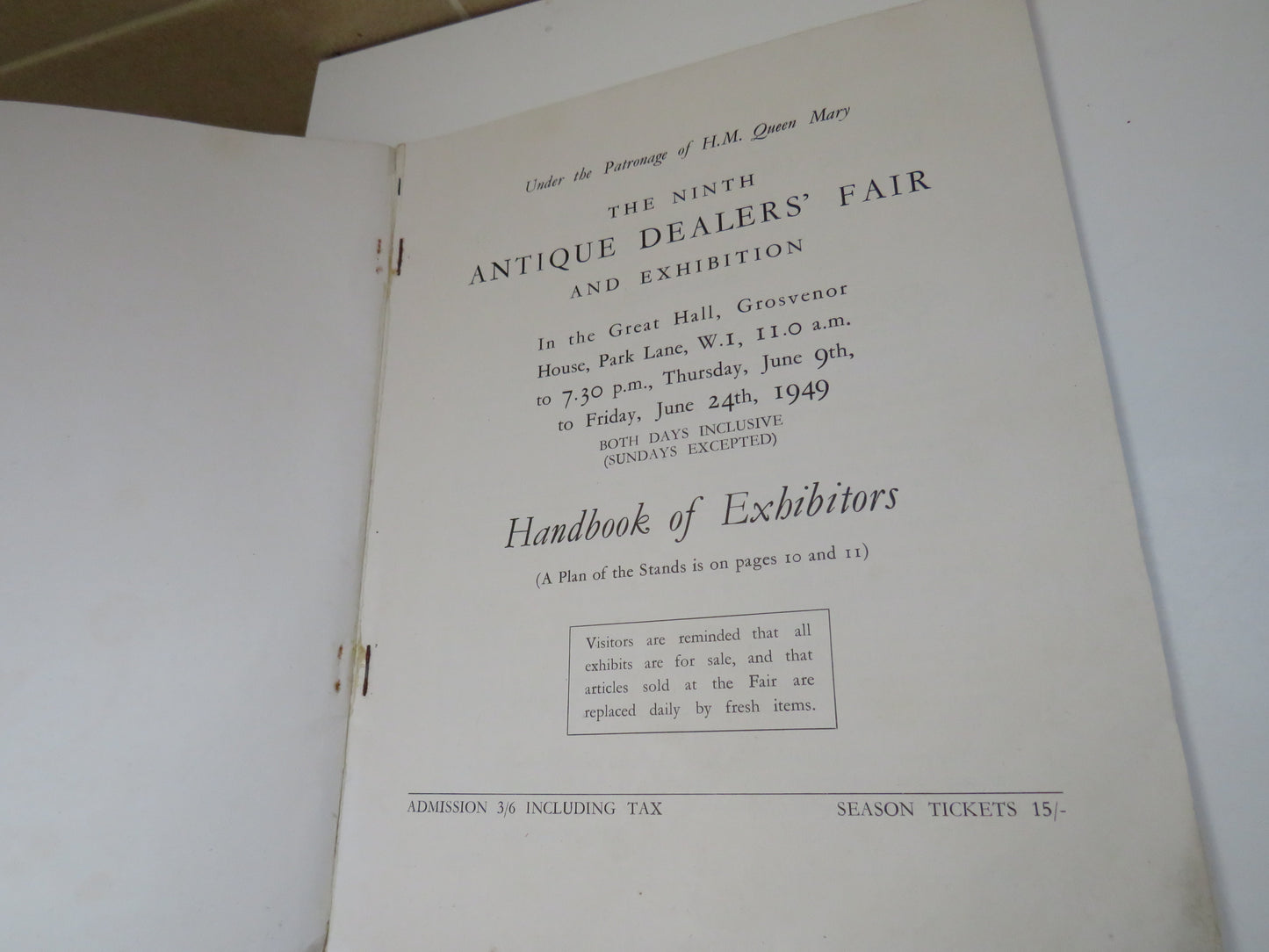 The Ninth Antique Dealers' Fair and Exhibition, Park Lane, 1949