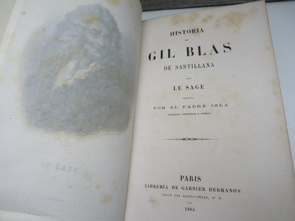 Historia De Gil Blas De Santillana Por Le Sage Por El Padre Isla 1864 Spanish Book