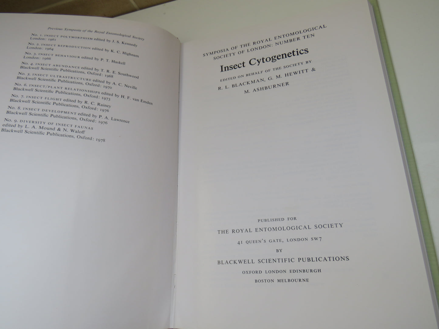 Insect Cytogenetics Edited by R. L. Blackman, G. M. Hewitt and M. Ashburner, 1980