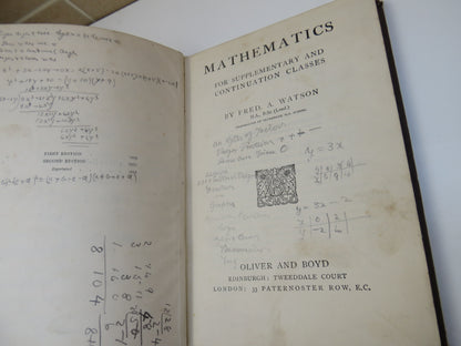 Mathematics for Supplementary and Continuation Classes by Fred Watson, 1912 book image 4