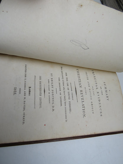 A Summary of the Principle Evidences For The Truth and Divine Origin of the Christian Revelation By Beilby Porteus 1815