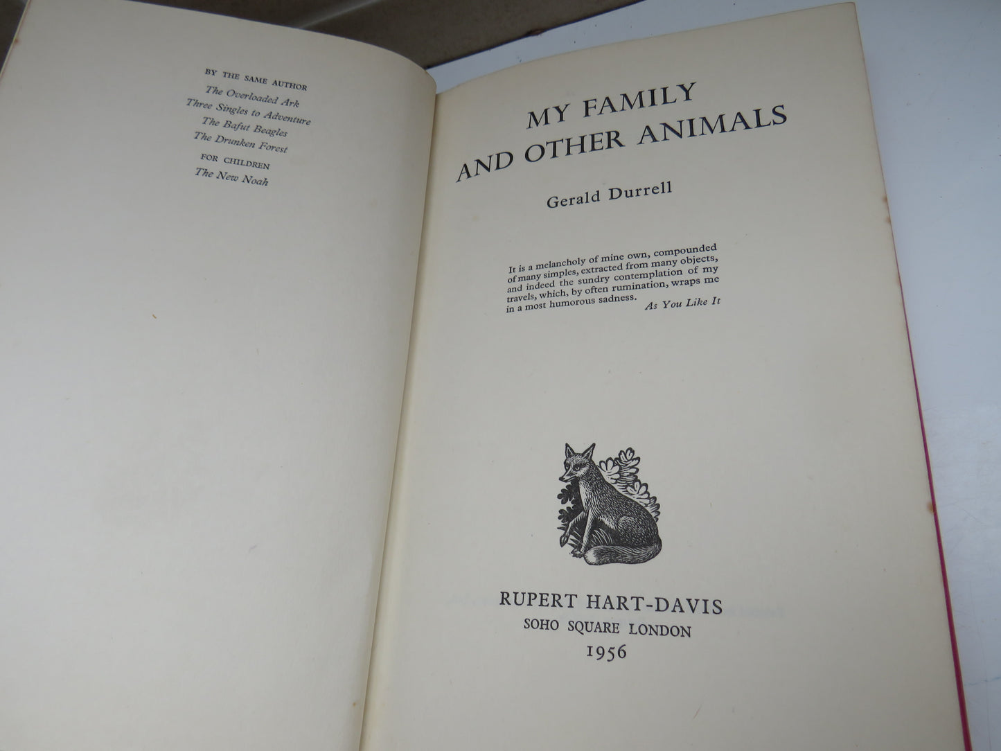 My Family and Other Animals By Gerald Durrell 1956 1st Edition