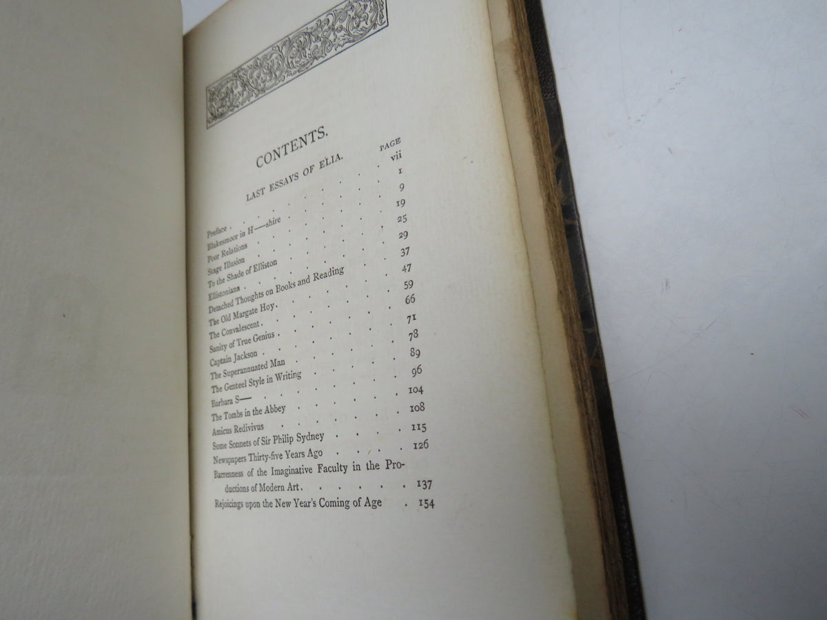 Last Essays of Elia By Charles Lamb 1888