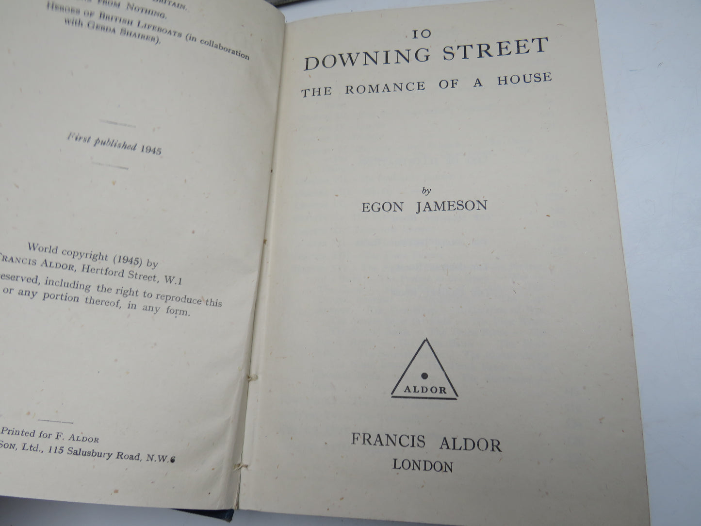 10 Downing Street The Romance of a House By Egon Jameson 1945 book image 4
