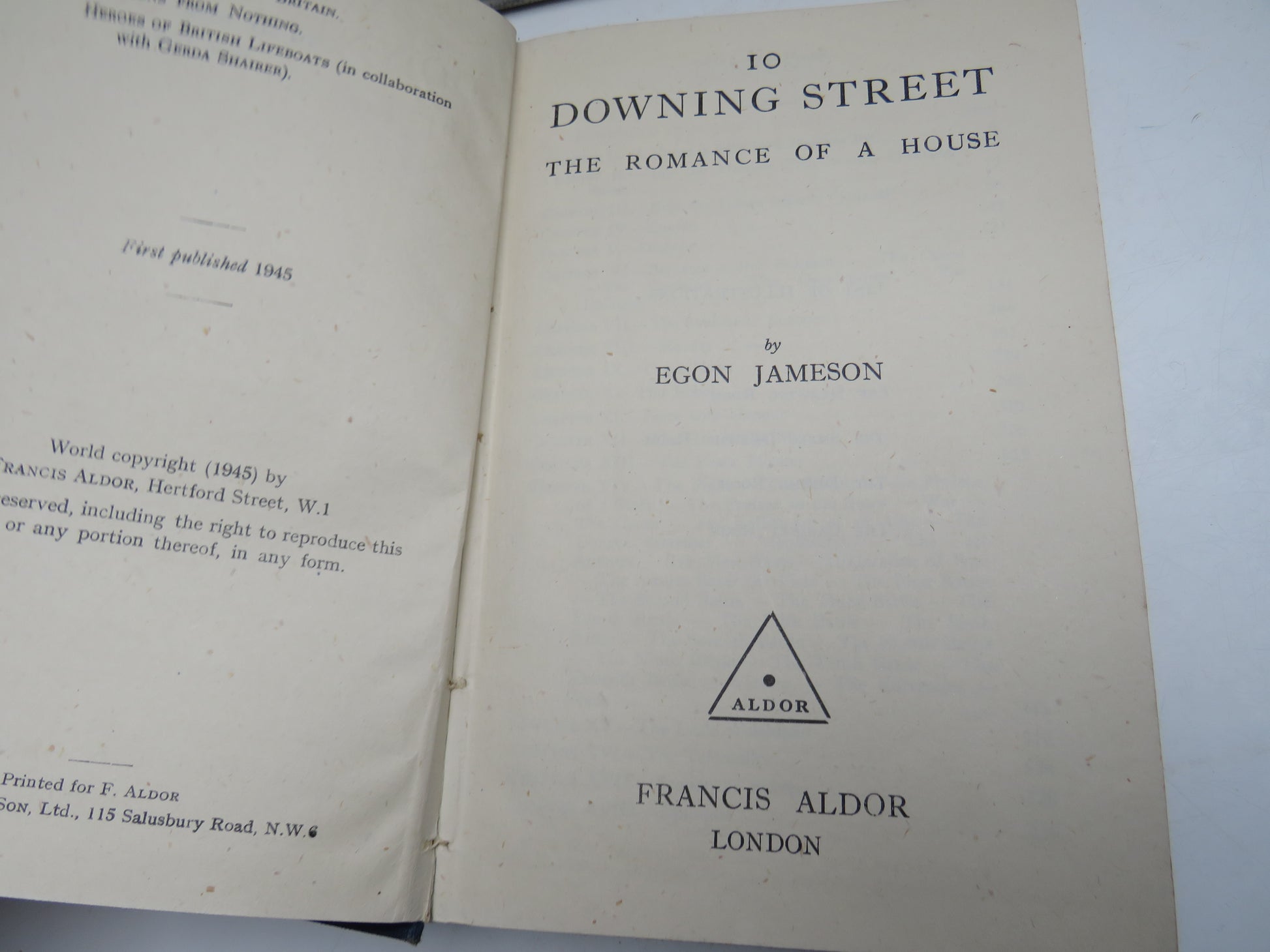 10 Downing Street The Romance of a House By Egon Jameson 1945 book image 4