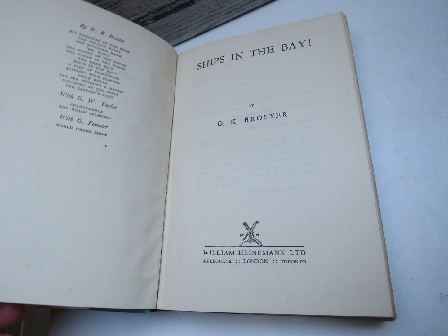 Ships In The Bay By D.K. Broster 1950