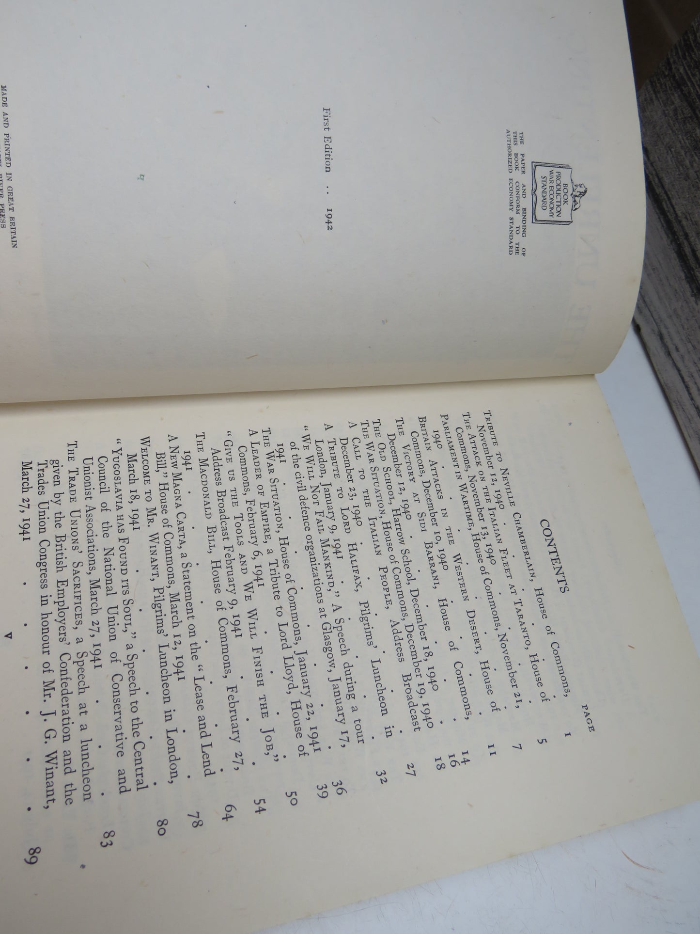 The Unrelenting Struggle, The Second Volume of Winston Churchill's War Speeches, 1942