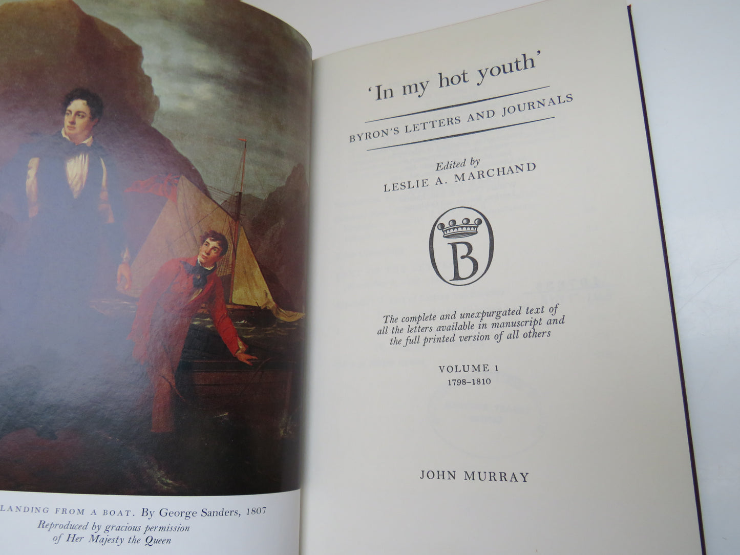 In My Hot Youth and Famous in my Time, Byron's Letters and Journals Volumes I and II, Edited by Leslie A. Marchand, 1974