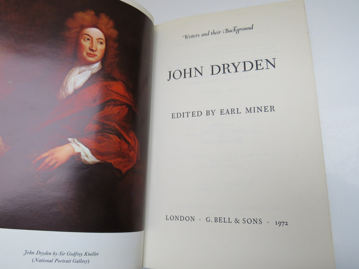 Writers and their Background:  John Dryden, Edited by Earl Miner, 1972