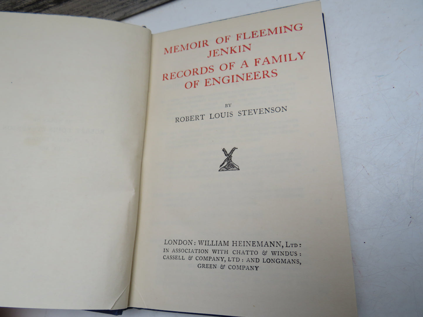 Memoir of Fleeming Jenkin Records of a Family of Engineers By Robert Louis Stevenson 1924