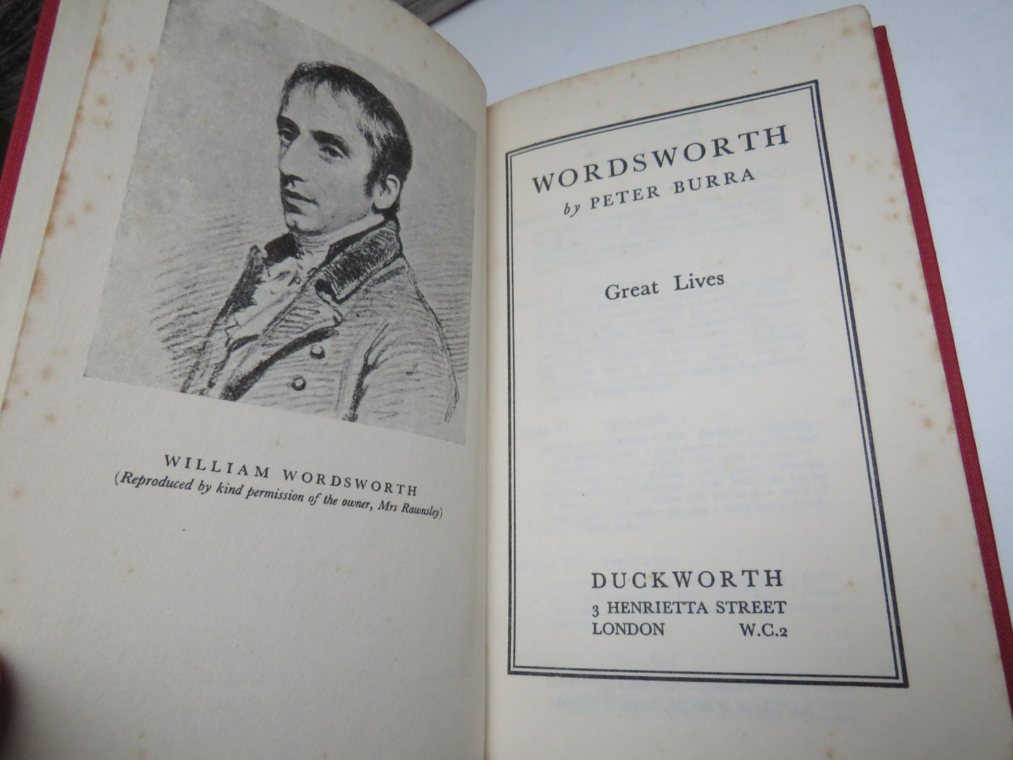 Wordsworth By Peter Burra - Great Lives 1950