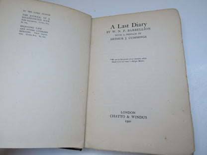 A Large Diary By W. N. P. Barbellion With A Preface By Arthur J. Cummings 1920 book image 3