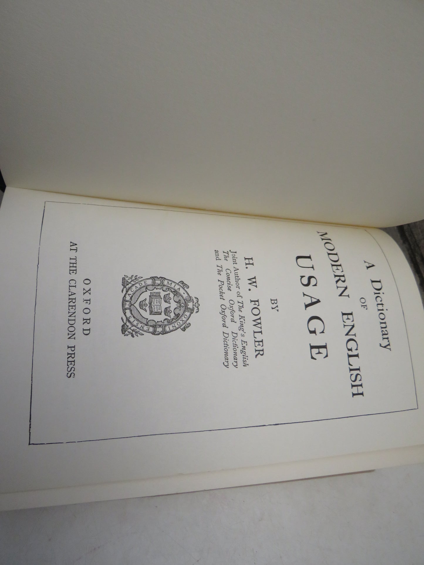 A Dictionary of Modern English Usage By H.W. Fowler 1964
