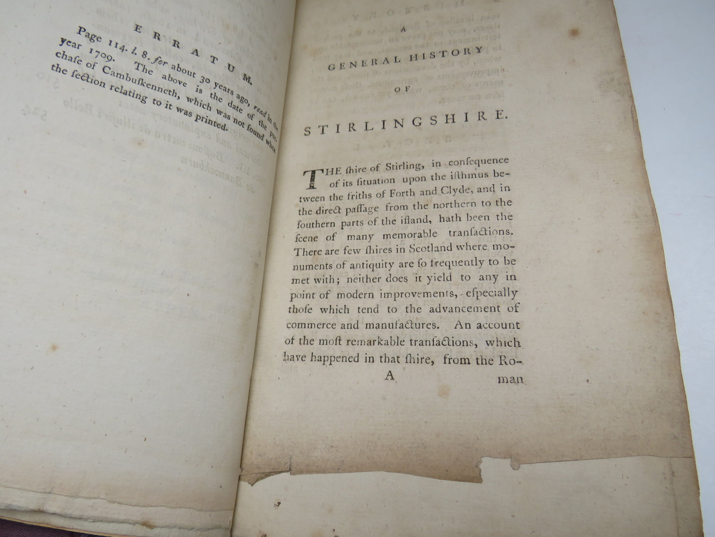 A General History of Stirlingshire With Natural History of the Shire By William Nimmo 1777