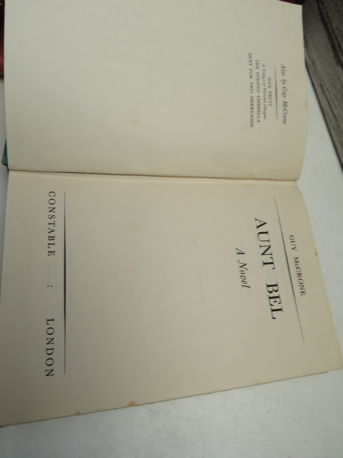 Aunt Bel A Novel By Guy McCrone 1949 1st Edition