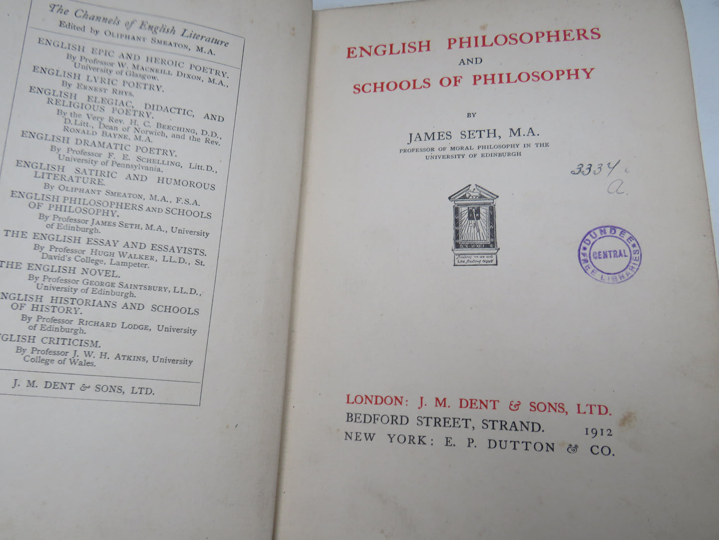 English Philosophers and Schools of Philosophy By James Seth 1912